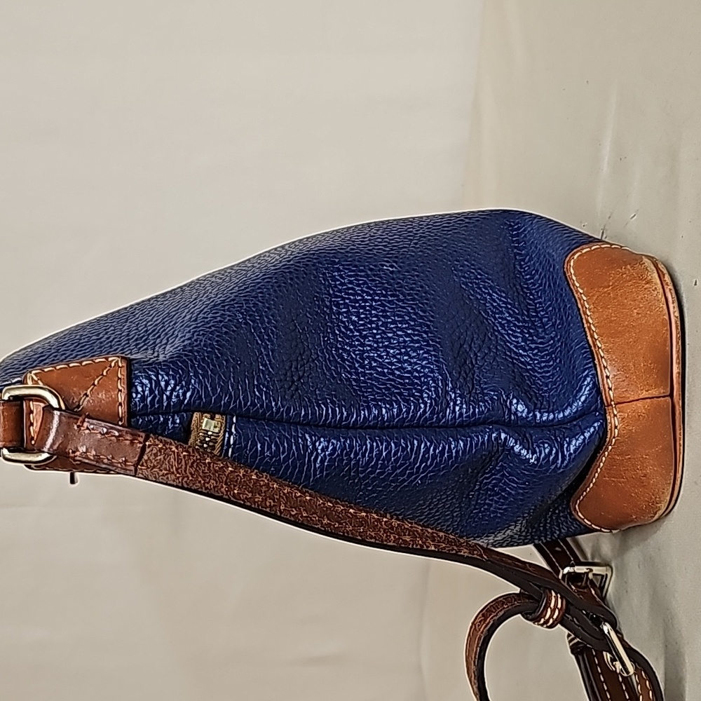 Dooney & Bourke Navy Blue Leather Crossbody with Brown Trim - Picture 2 of 7
